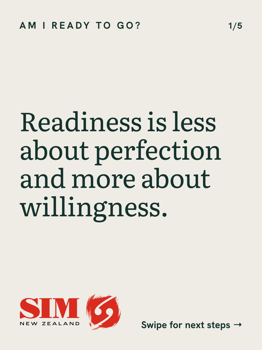 Sand carousel cover reading Readiness is less about perfection and more about willingness, with a swipe cue
